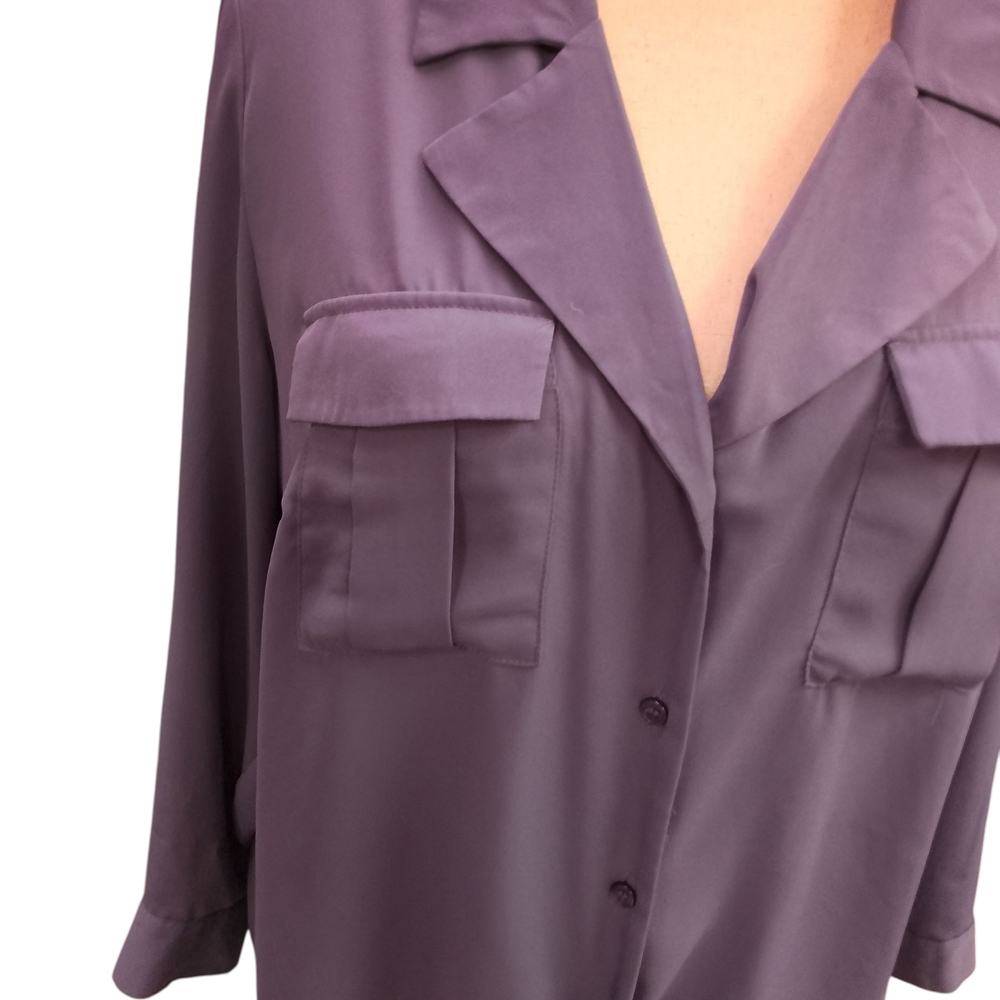 INC International Concepts Blue 3/4 Sleeve Tie Front Blouse - Picture 2 of 7